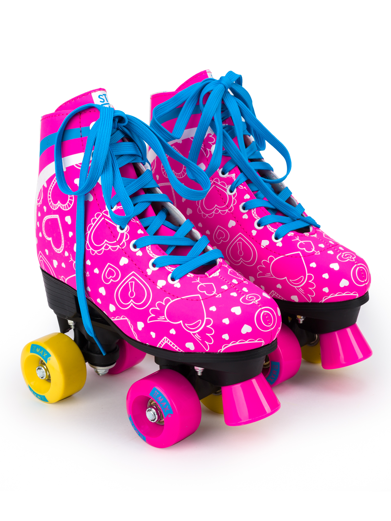 Роликовые коньки SXRide Roller skate YXSKT04BLPN цвет розовые с белыми сердечками размер 31-34 - фото 5