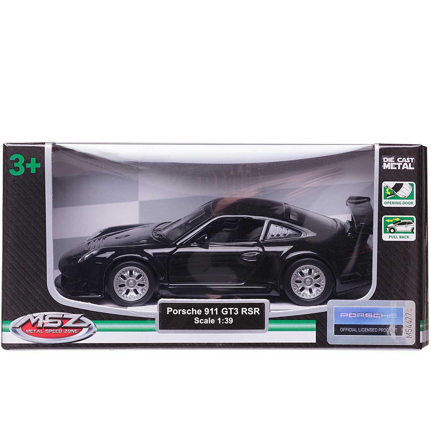 Автомобиль Abtoys Porsche MSZ 1:43 инерционный черный WE-15945B - фото 2