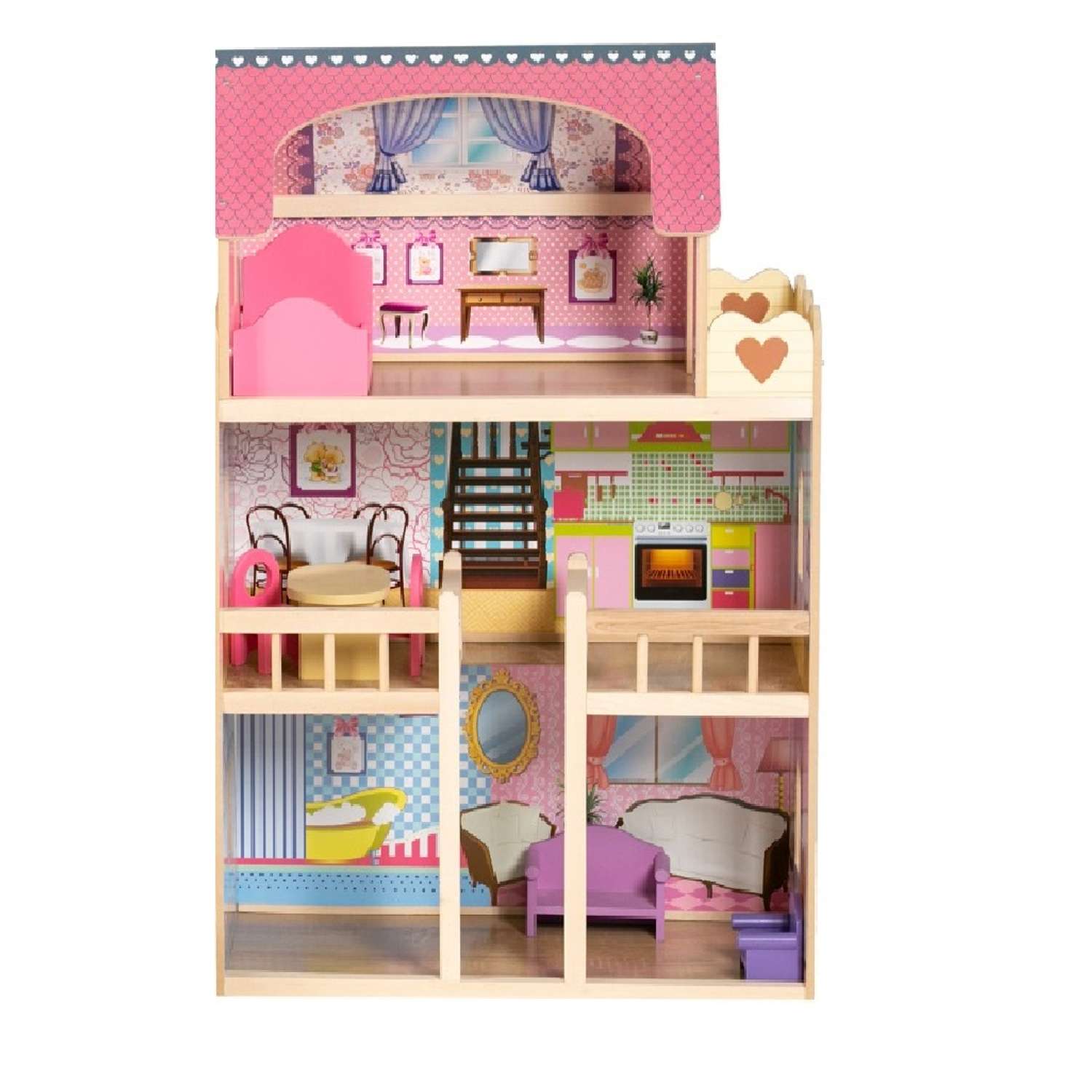 Дом для куклы DH603 деревянный с набором мебели