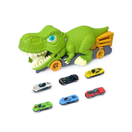 Игровой набор машинок GRACE HOUSE автовоз с 6 металлическими машинками Динозавр поглотитель