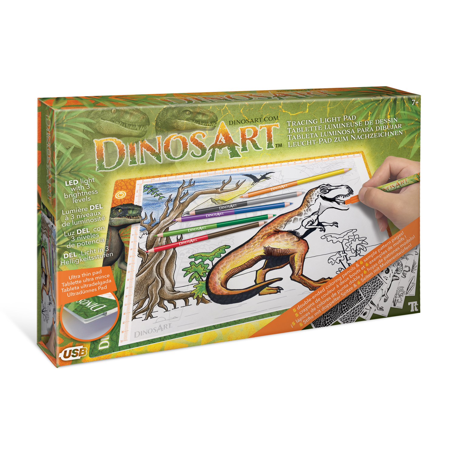 Детский световой планшет DinosArt для рисования с двухсторонними карандашами - фото 8