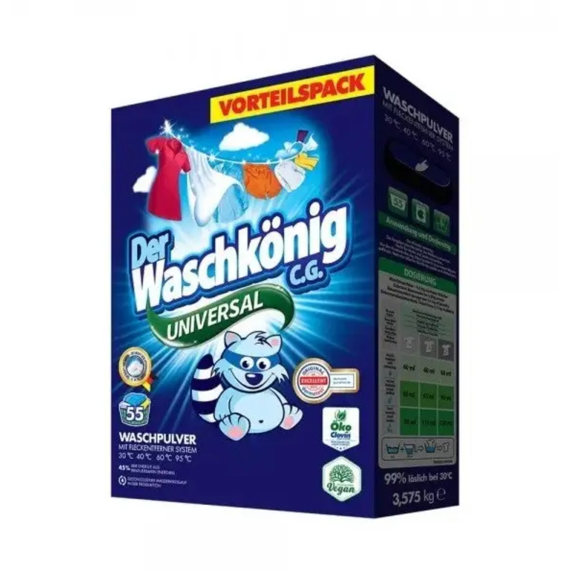 Стиральный порошок автомат Clovin Der Waschkonig 3.575 кг купить по цене  619 ₽ в интернет-магазине Детский мир