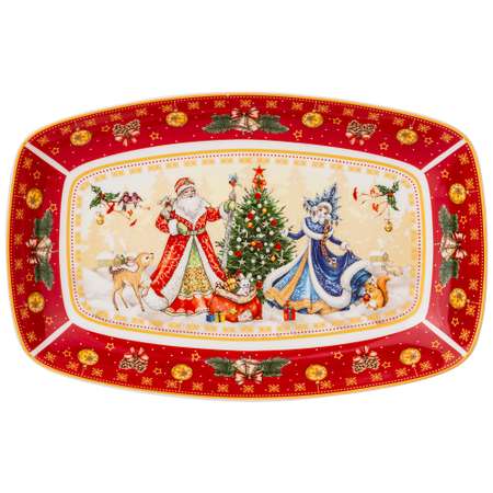 Блюдо Lefard дед мороз и снегурочка 25см красное 85-1728