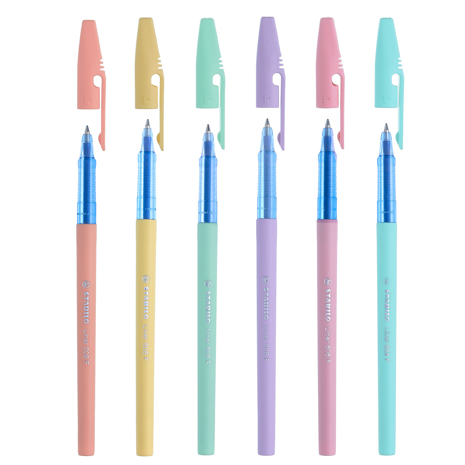 Ручка шариковая STABILO Liner pastel 4шт Синий 808P/4-2B - фото 2