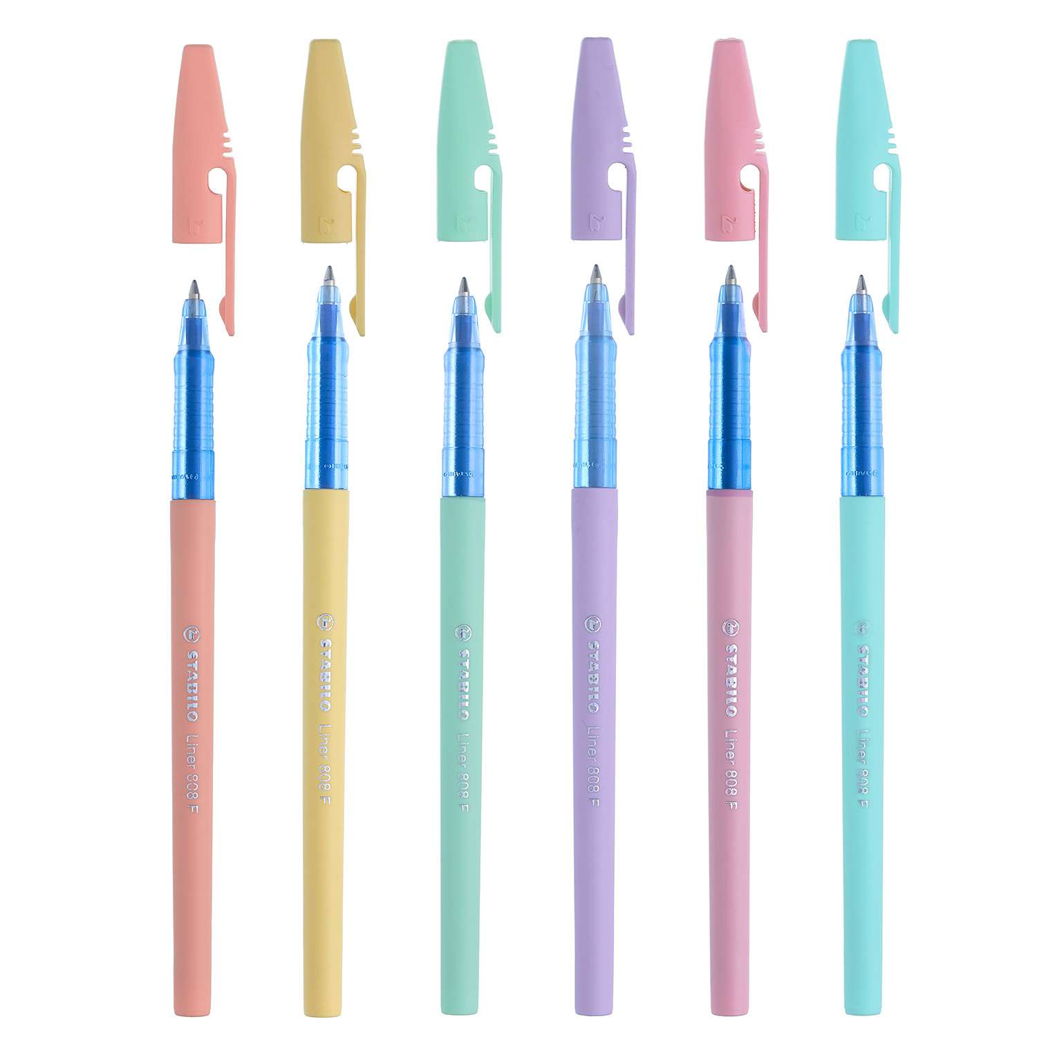 Ручка шариковая STABILO Liner pastel 4шт Синий 808P/4-2B - фото 2