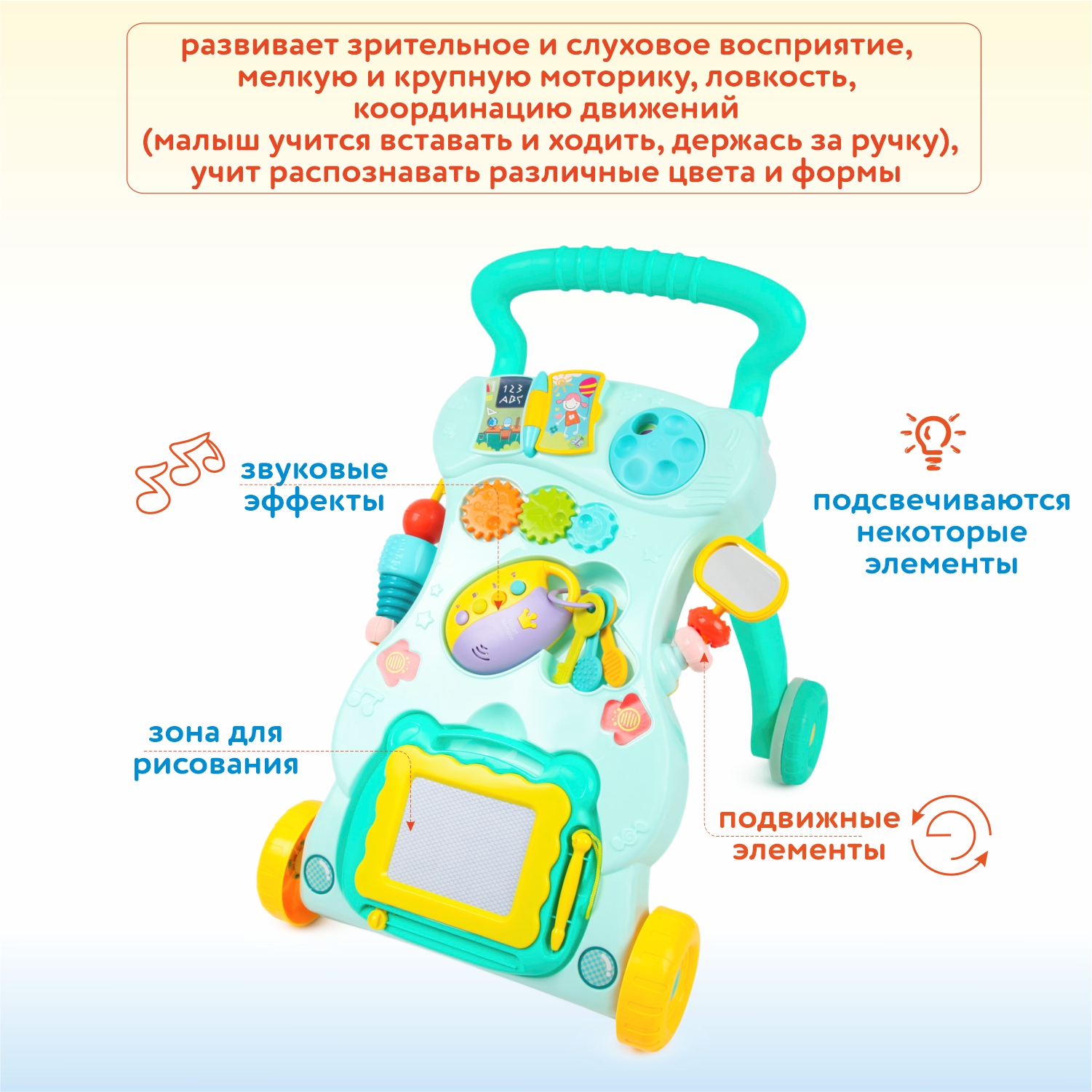 Ходунки Huanger Happy World OCH0008938 купить по цене 1799 ₽ в  интернет-магазине Детский мир