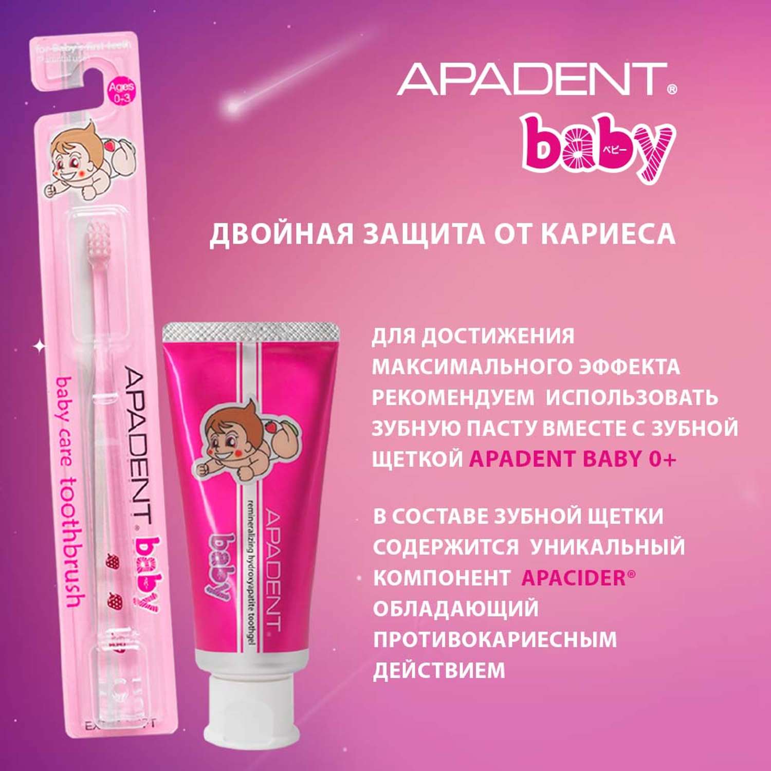 Детская зубная паста-гель Apadent Baby для молочных зубов малышей от 0 до 3 лет со вкусом клубники 55 г - фото 7