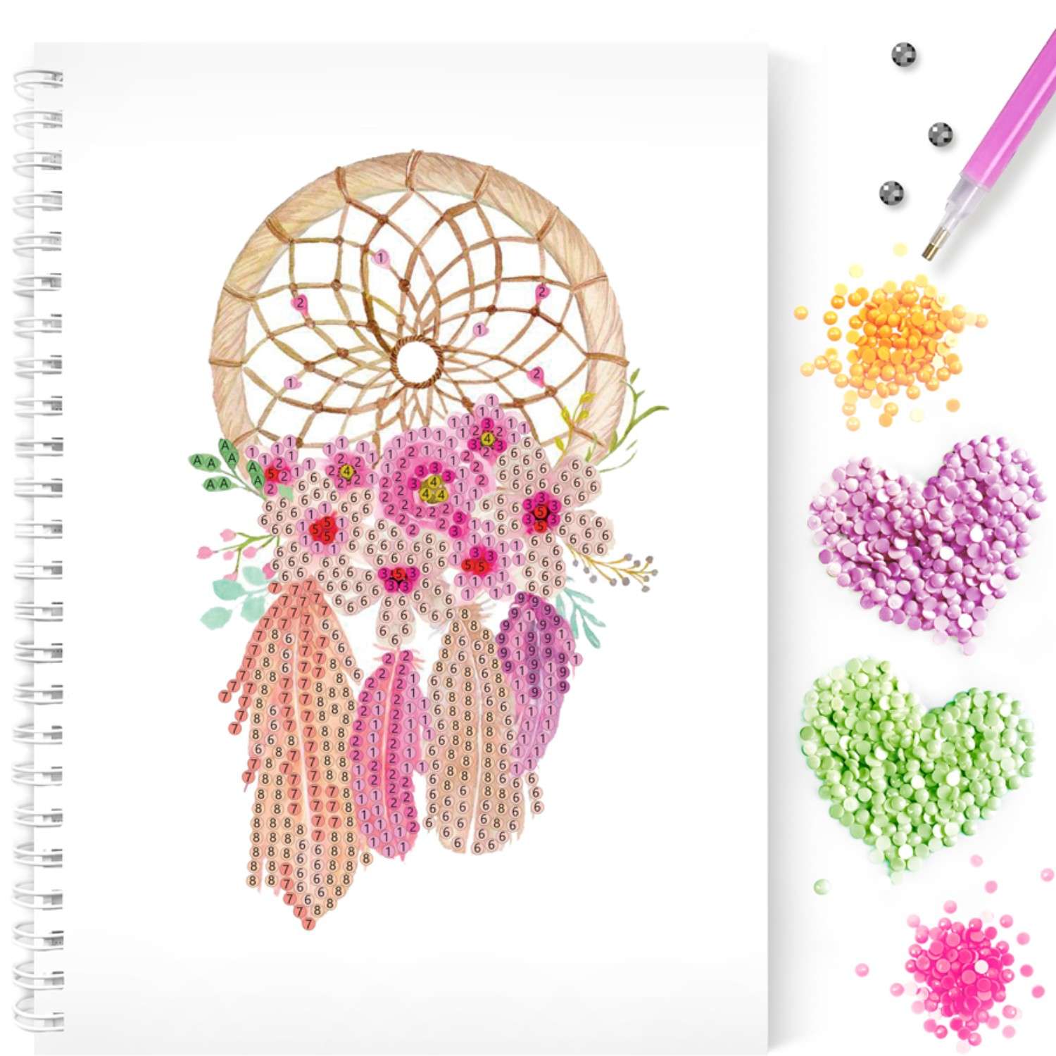 Алмазная мозаика Color Kit тетрадь со стразами Ловец снов клетка 48 листов - фото 1
