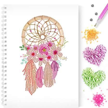 Алмазная мозаика Color Kit тетрадь со стразами Ловец снов клетка 48 листов