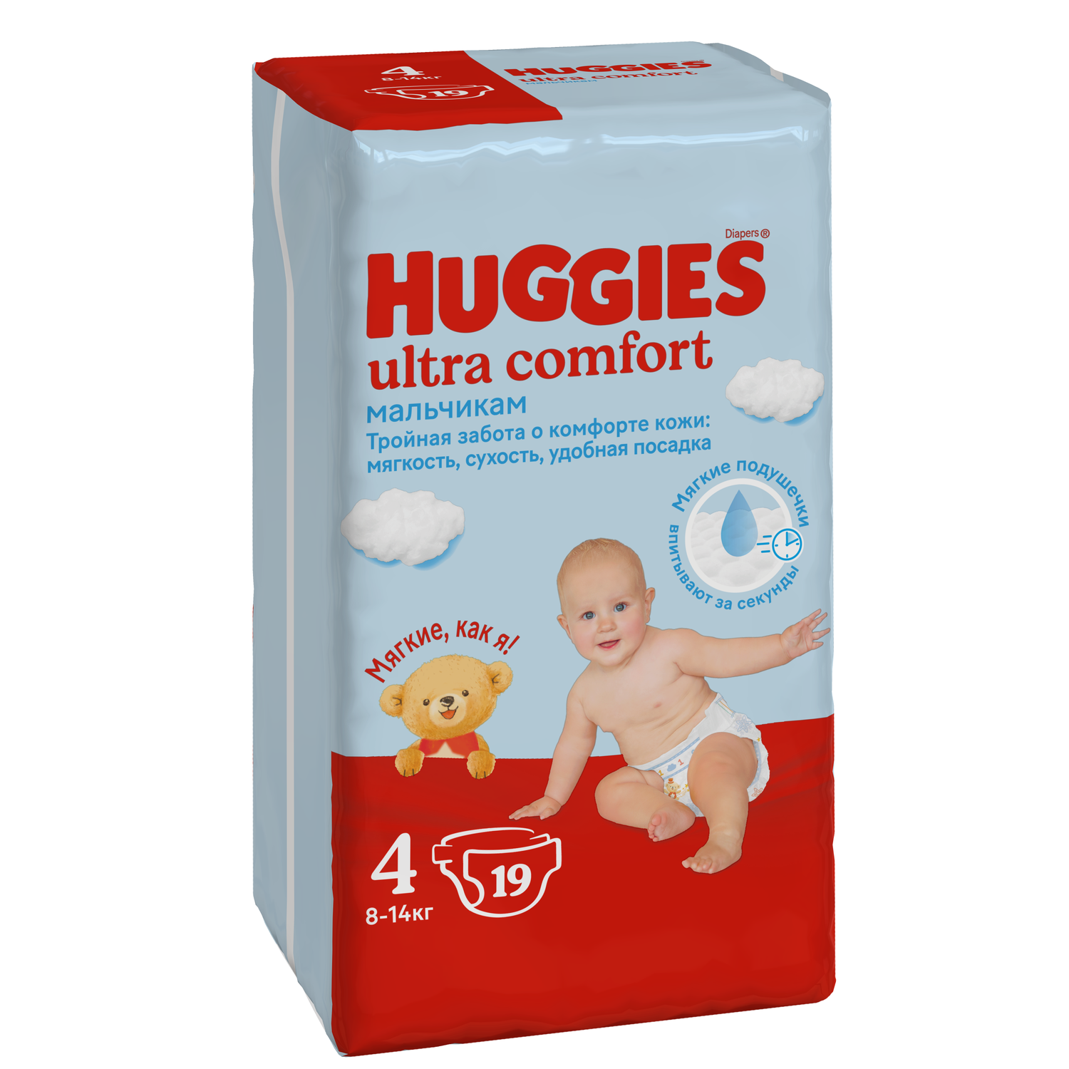 Подгузники для мальчиков Huggies Ultra Comfort 4 8-14кг 19шт - фото 2