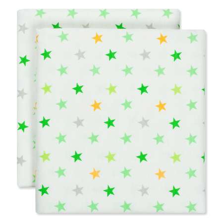 Пеленки фланелевые Чудо-чадо для новорожденных «Тренды» 85х120см Звезды зеленые 2 шт