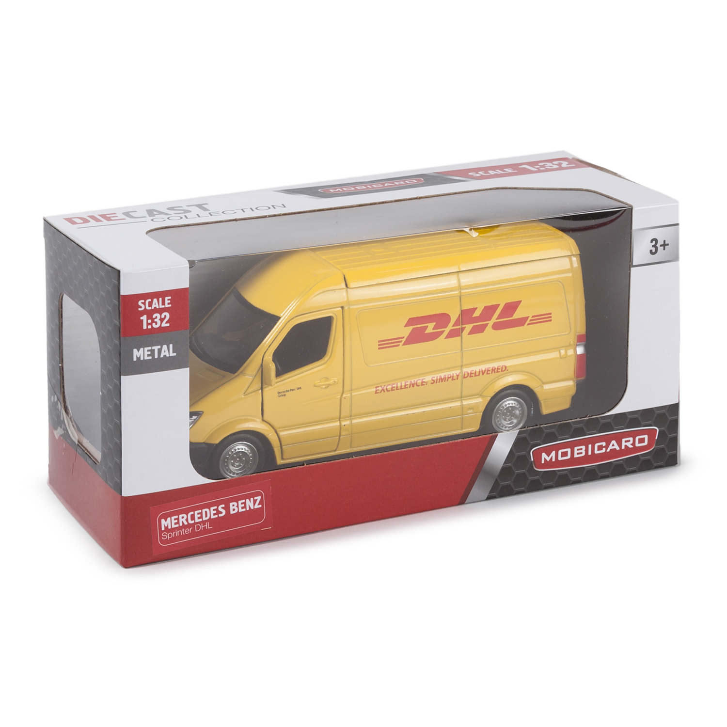 Грузовик Mobicaro Mercedes Benz Sprinter DHL 1:32 желтый 544024A - фото 3