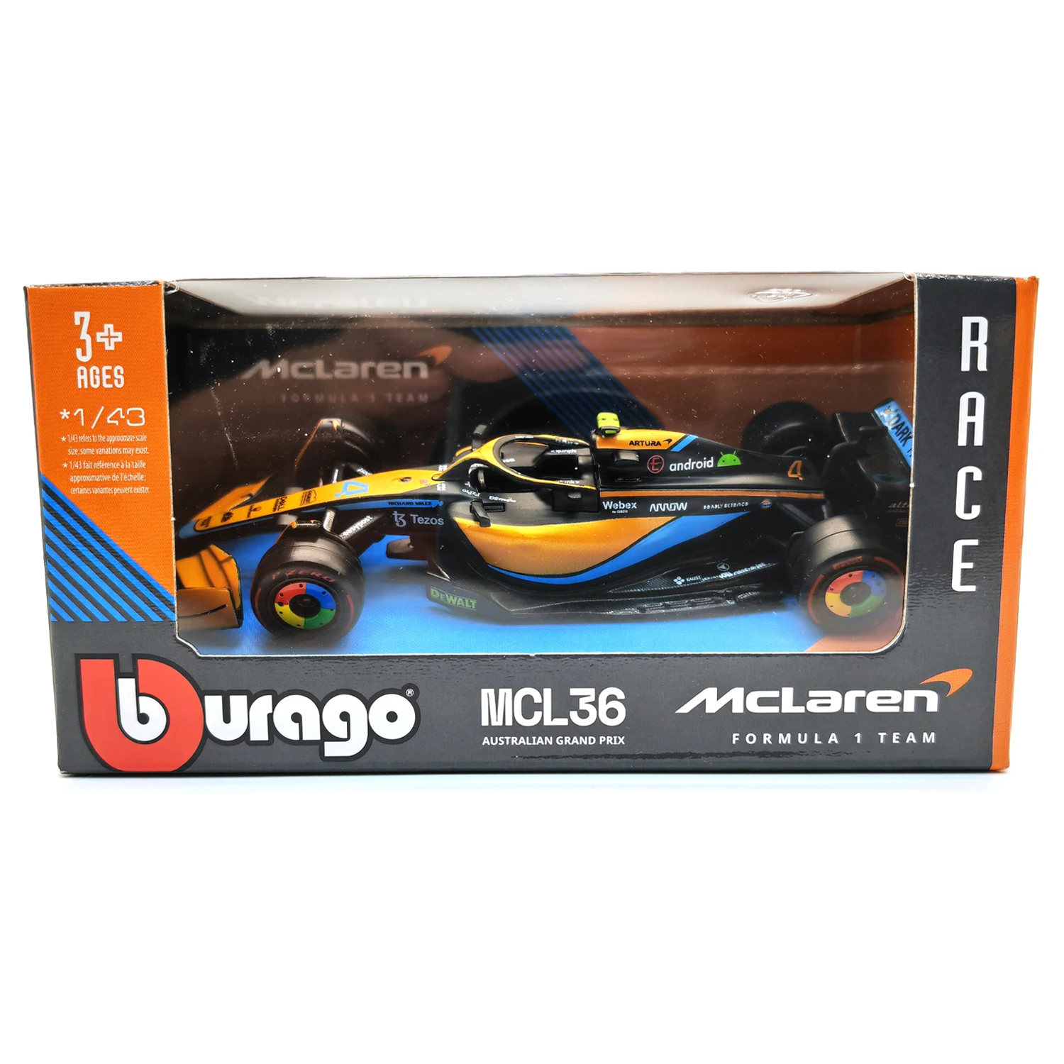 Машинка Bburago гоночная оранжевая 18-380634 18-380634 - фото 6