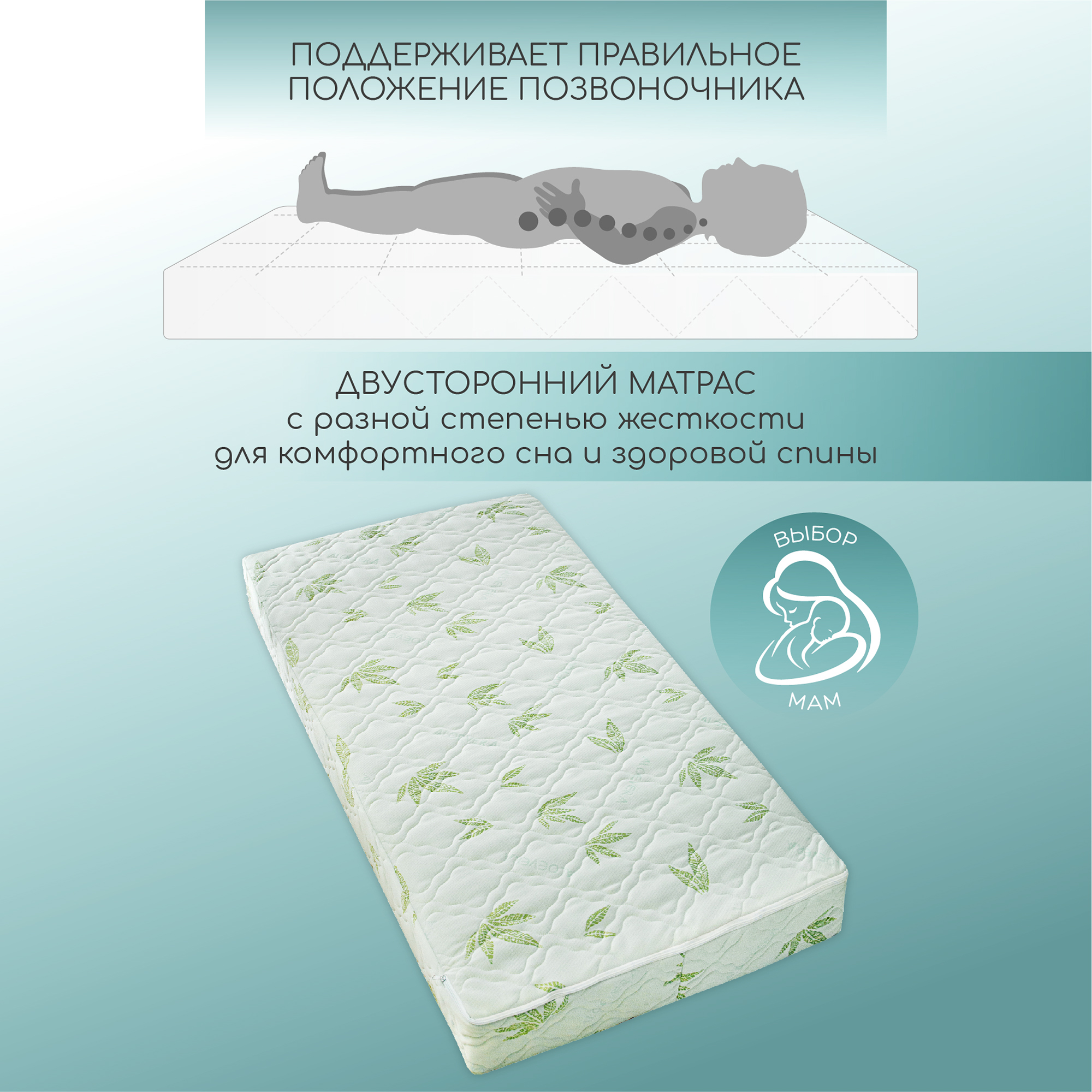 Матрас Aloe Vera Smart AmaroBaby со съемным чехлом 160х80х15 см - фото 4