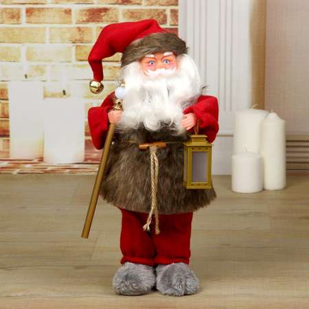 Дед мороз Зимнее волшебство «Телогрейка с фонарём» с подсветкой двигается 38 см