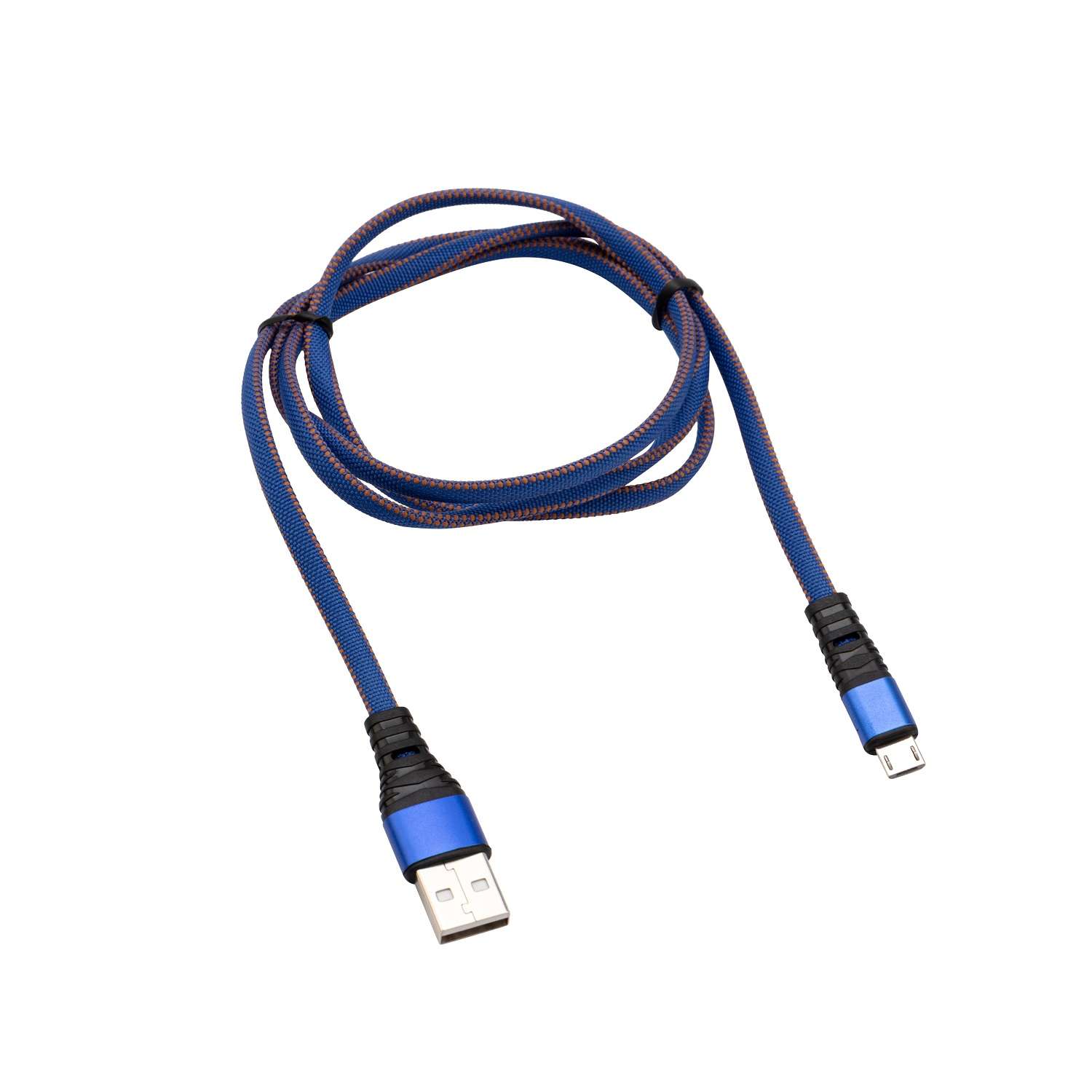 Кабель REXANT USB - microUSB 1 метр в синей джинсовой оплетке - фото 1