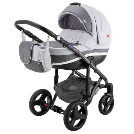 Коляска 3в1 BeBe-mobile Movo Standart R13 Светло-серый+Темно-серый+Белая кожаная отдлека