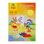 Цветная бумага А4 Мульти Пульти 100л 10цв тонированная в термоусадке Приключения Енота