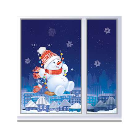 Наклейки новогодние Империя поздравлений снеговик на окно декор комнаты
