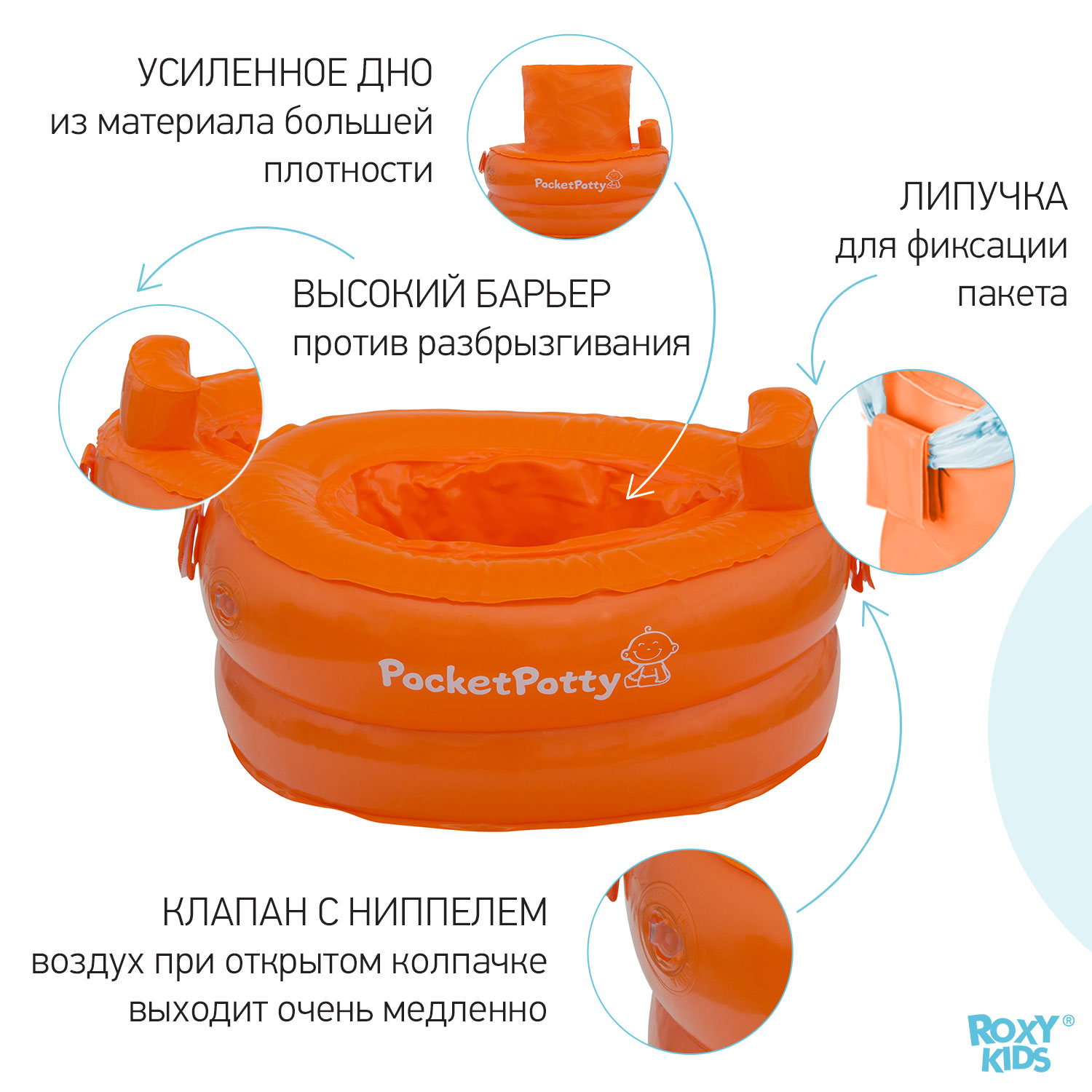Горшок дорожный ROXY-KIDS надувной для детей PocketPotty цвет оранжевый - фото 3