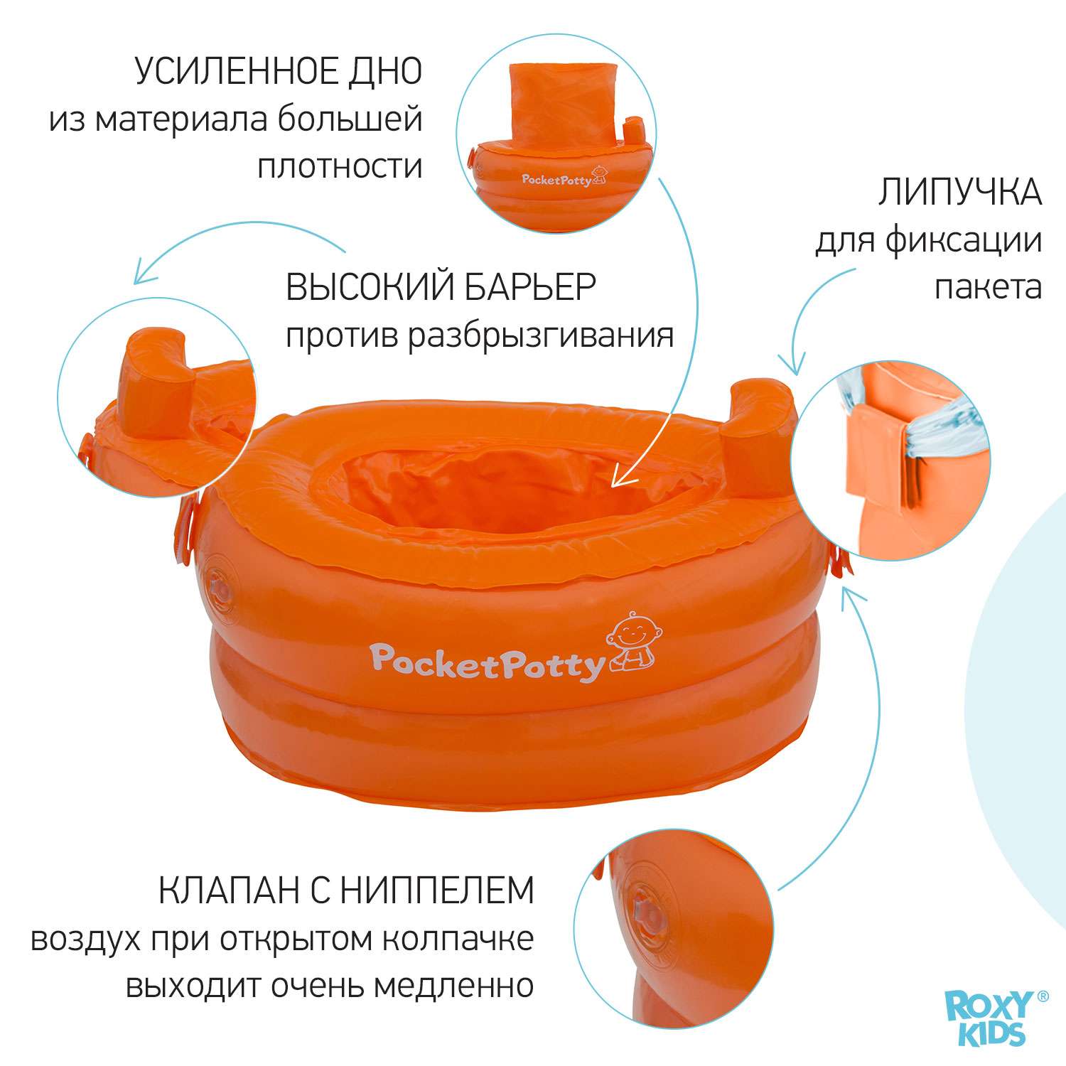 Горшок дорожный ROXY-KIDS надувной для детей PocketPotty цвет оранжевый - фото 3