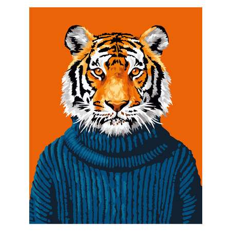 Картина по номерам Art sensation холст на деревянном подрамнике 40х50 см Тигр-хипстер