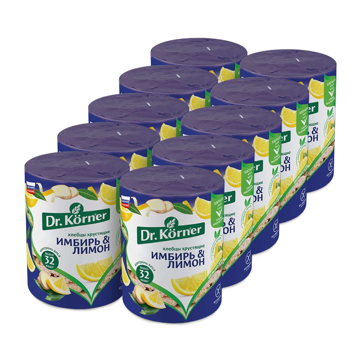 Хлебцы DrKorner Кукурузно-рисовые с имбирем и лимоном 10 шт. по 90 гр. - фото 1