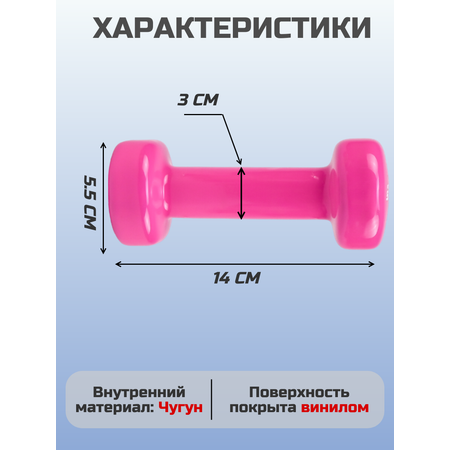 Гантели Summus винил/чугун пурпурно-розовые