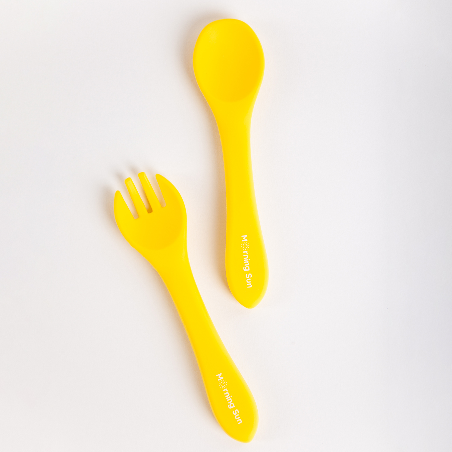 Набор детской посуды Morning Sun силиконовый секционная тарелка ложка вилка желтый - фото 4