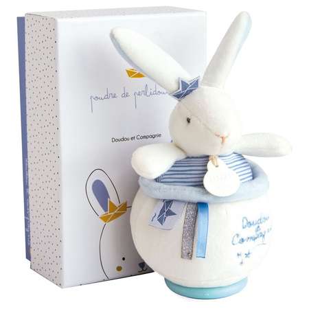 Музыкальная мягкая игрушка Doudou et compagnie  perlidoudou 19 см голубой кролик