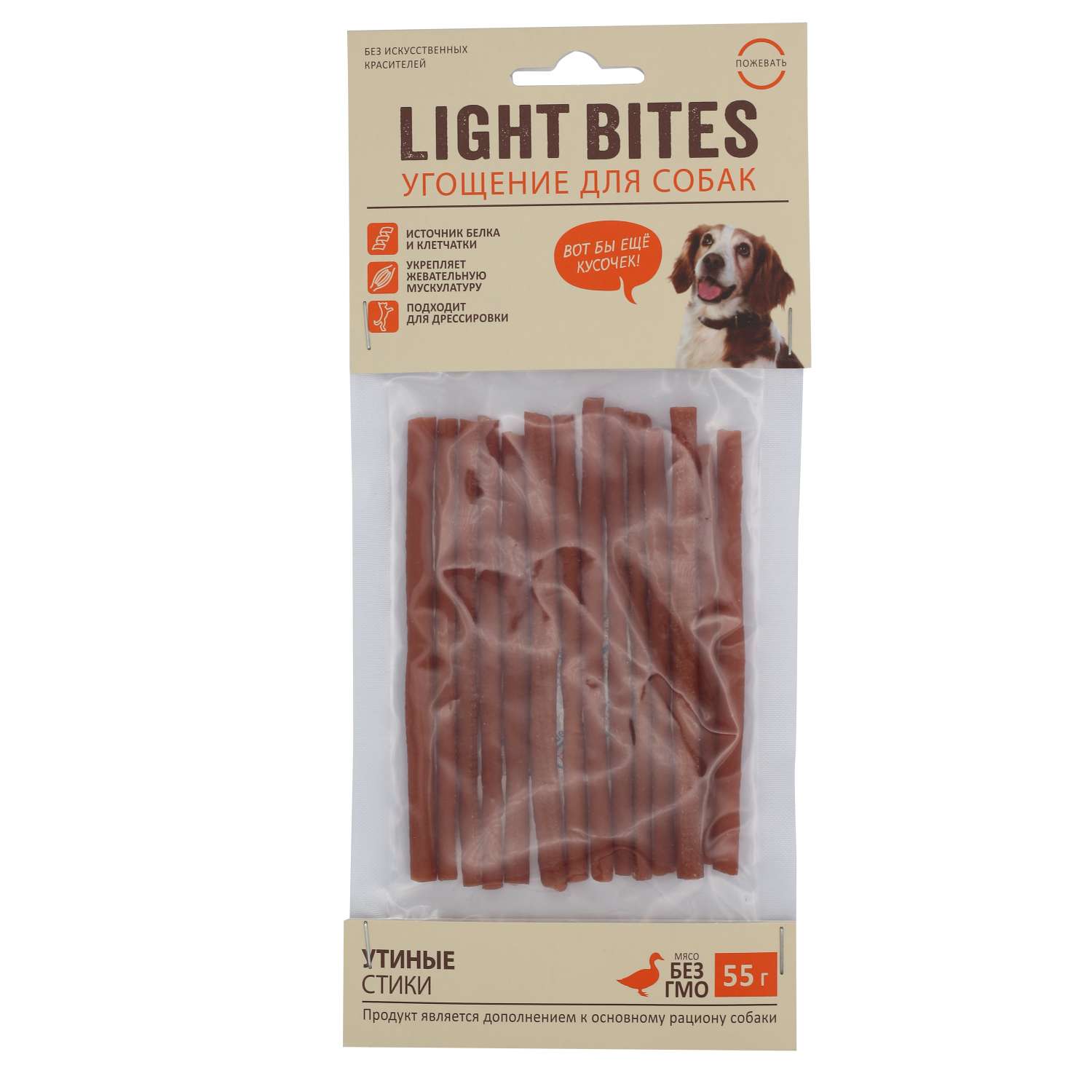 Лакомства для собак Light Bites 55г Утиное стики PM058 LIGHT BITES - фото 1