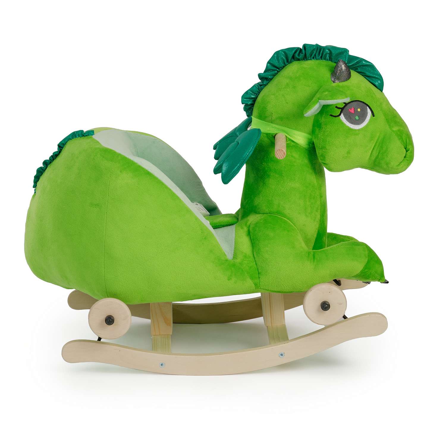 Качалка Тутси мягкая Дракон Драго с колесиками зеленый - фото 6