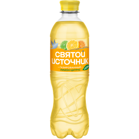 Напиток безалкогольный Святой Источник Вода + Сок со вкусом цитрусов газированный 0.50л ПЭТ
