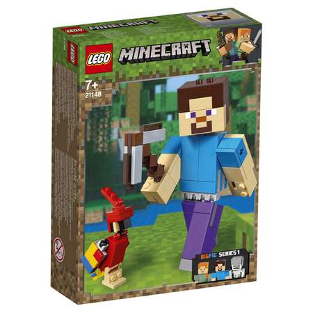 Конструктор LEGO Minecraft Большие фигурки Minecraft Стив с попугаем 21148