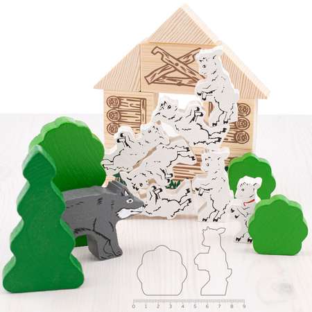 Конструктор детский деревянный Томик сказка волк и семеро козлят 28 деталей 4534-5