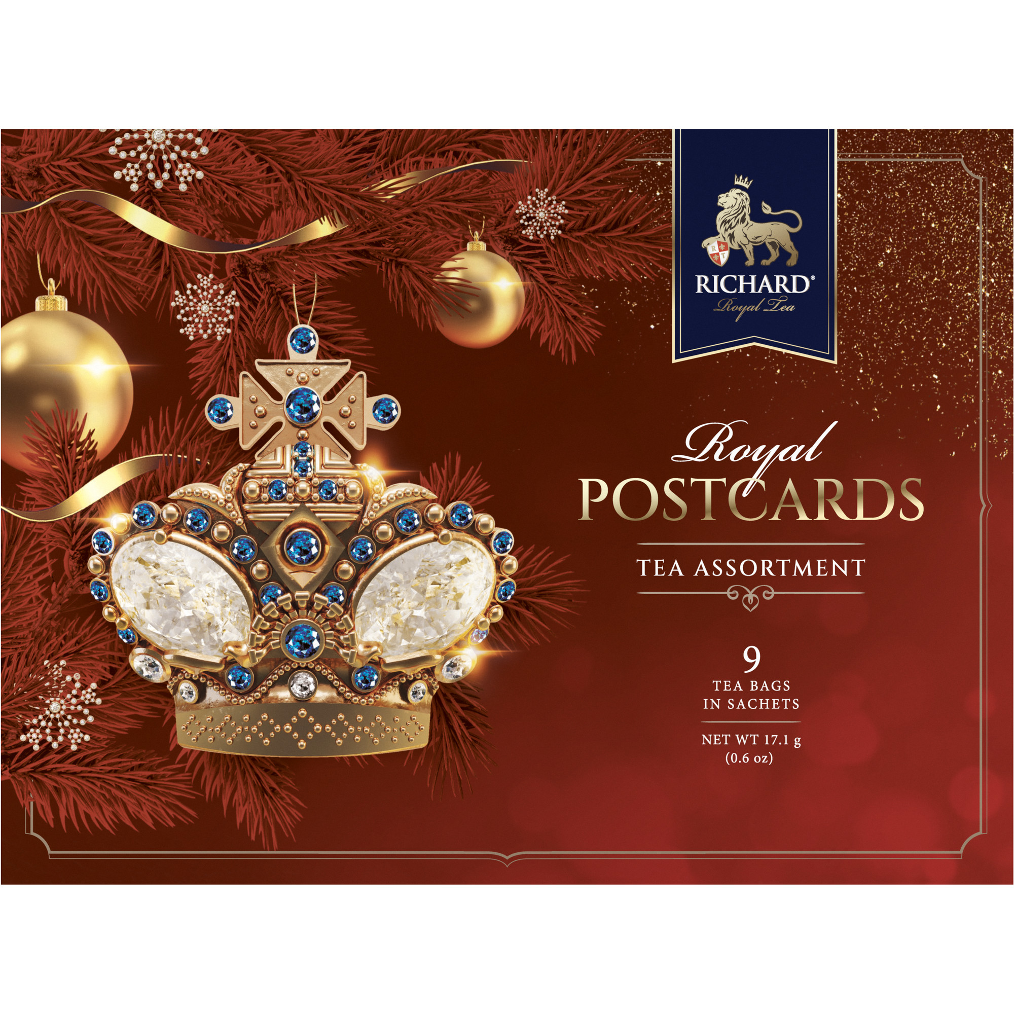 Чайное ассорти Richard Royal Postcards tea assortment к новому году корона 9 пакетиков - фото 1