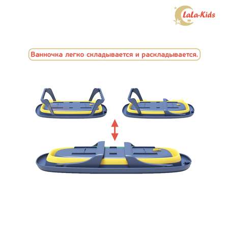 Детская складная ванночка LaLa-Kids Крабик для купания новорожденных синий