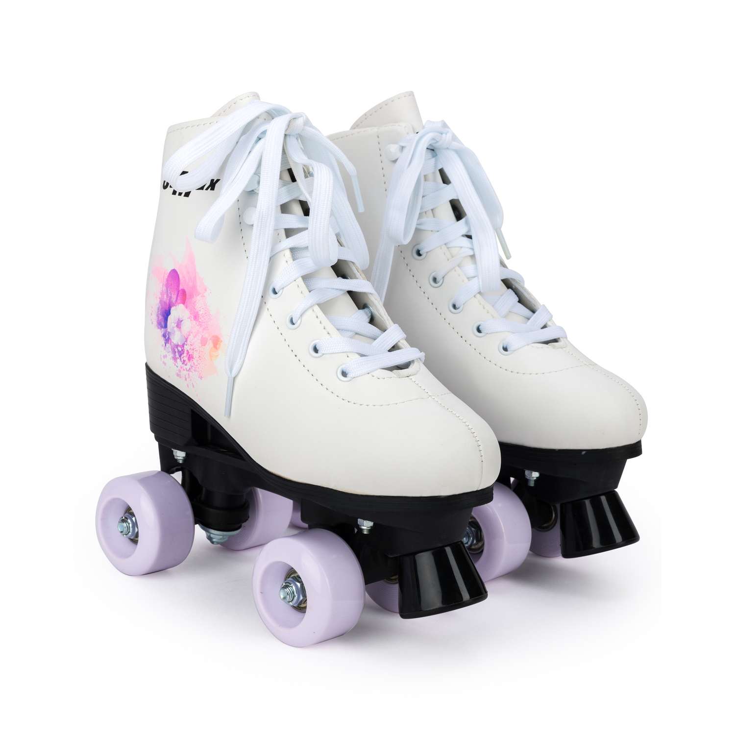 Роликовые коньки SXRide Roller skate YXSKT04WPUR белые с фиолетово-розовым орнаментом 31-34 - фото 1