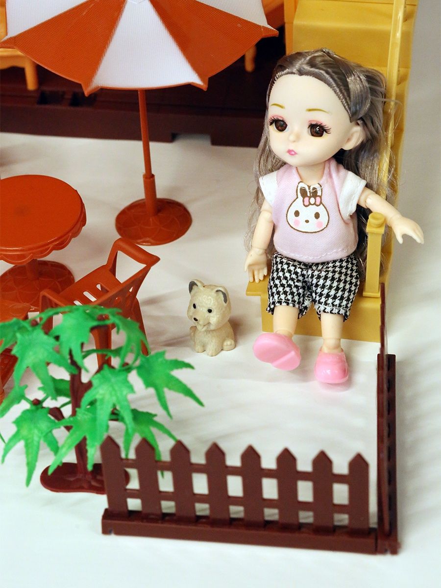 Кукольный домик 2 этажа ТОТОША игровой набор с шарнирной куклой и собачкой 92 детали 162 - фото 5