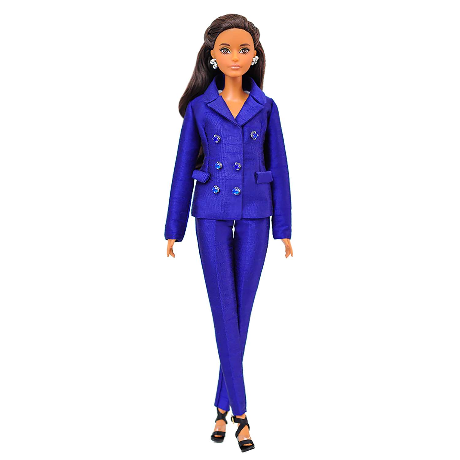 Шелковый брючный костюм Эленприв Синий для куклы 29 см типа Барби FA-011-01 - фото 6