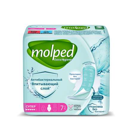 Прокладки Molped женские антибактериальные antibacterial длинные 7шт