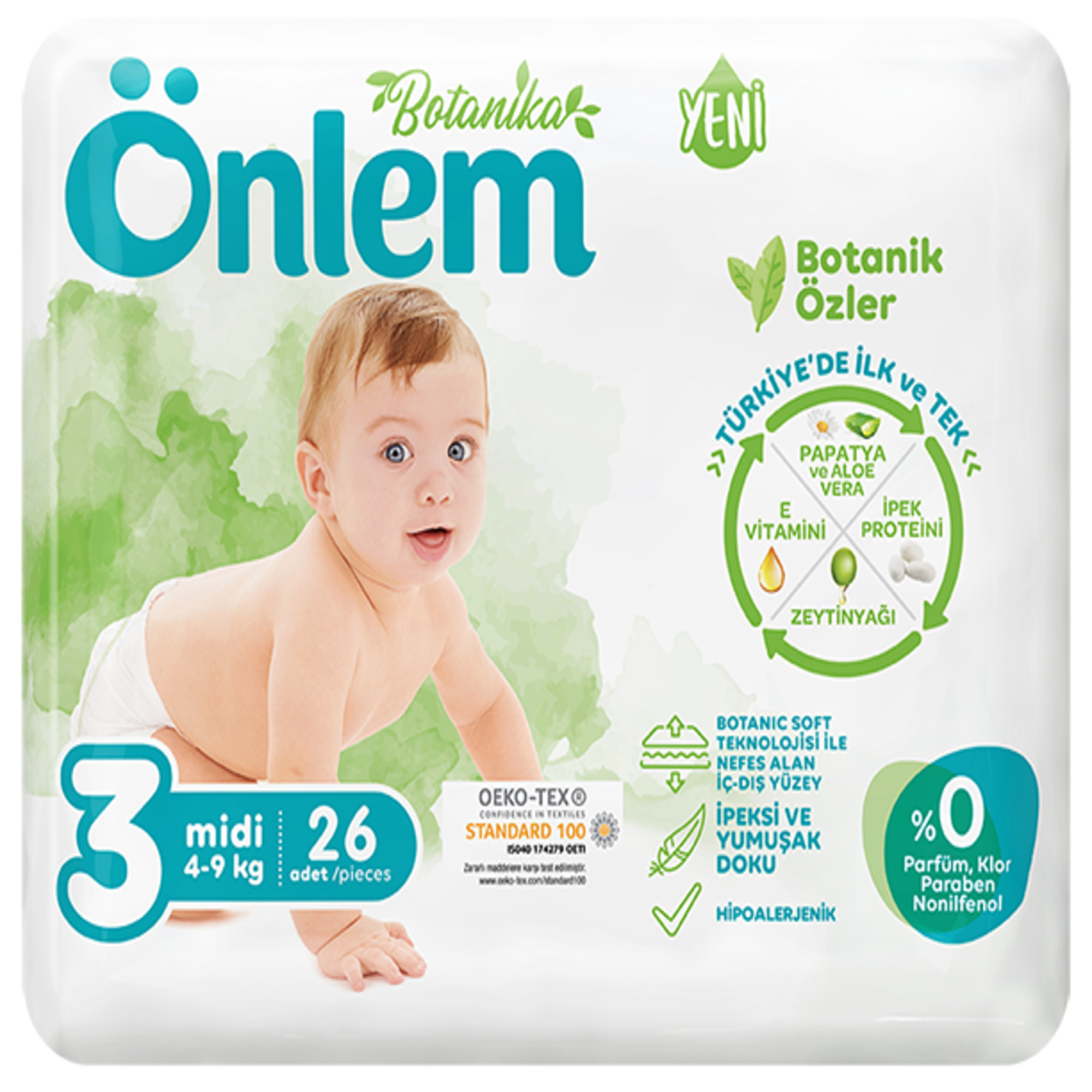 Подгузники Onlem Botanica для новорожденных детей 3 4-9 кг 26 шт - фото 1