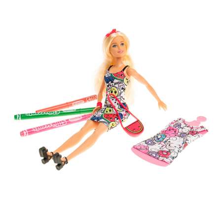 Кукла Barbie Крайола Раскрась наряд GGT44