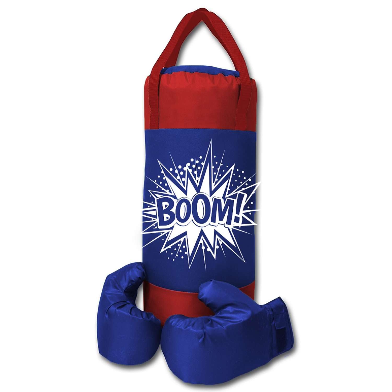 Детский набор для бокса Belon familia груша 50см х 20см с перчатками цвет василек-красный Smash - фото 1