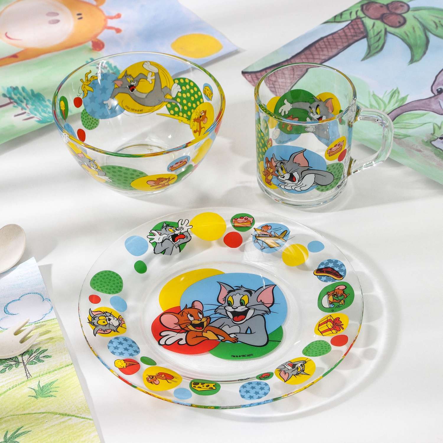 Набор посуды детский Sima-Land Том и Джерри миска кружка тарелка - фото 1