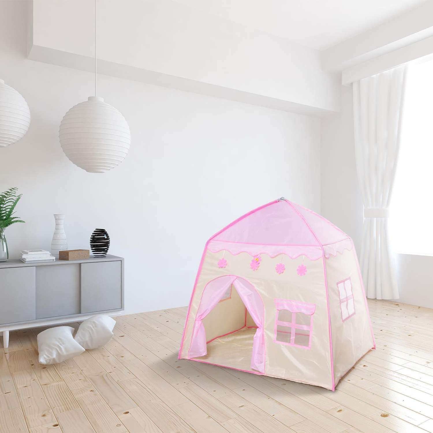 Палатка Zabiaka детская игровая «Домик» розовый 130×100×130 см - фото 1