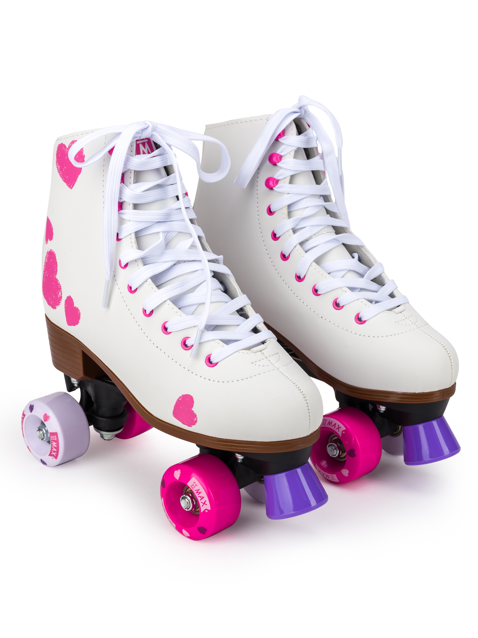 Роликовые коньки SXRide Roller skate YXSKT04PNHR38 белые с розовыми сердечками размер 38 - фото 4