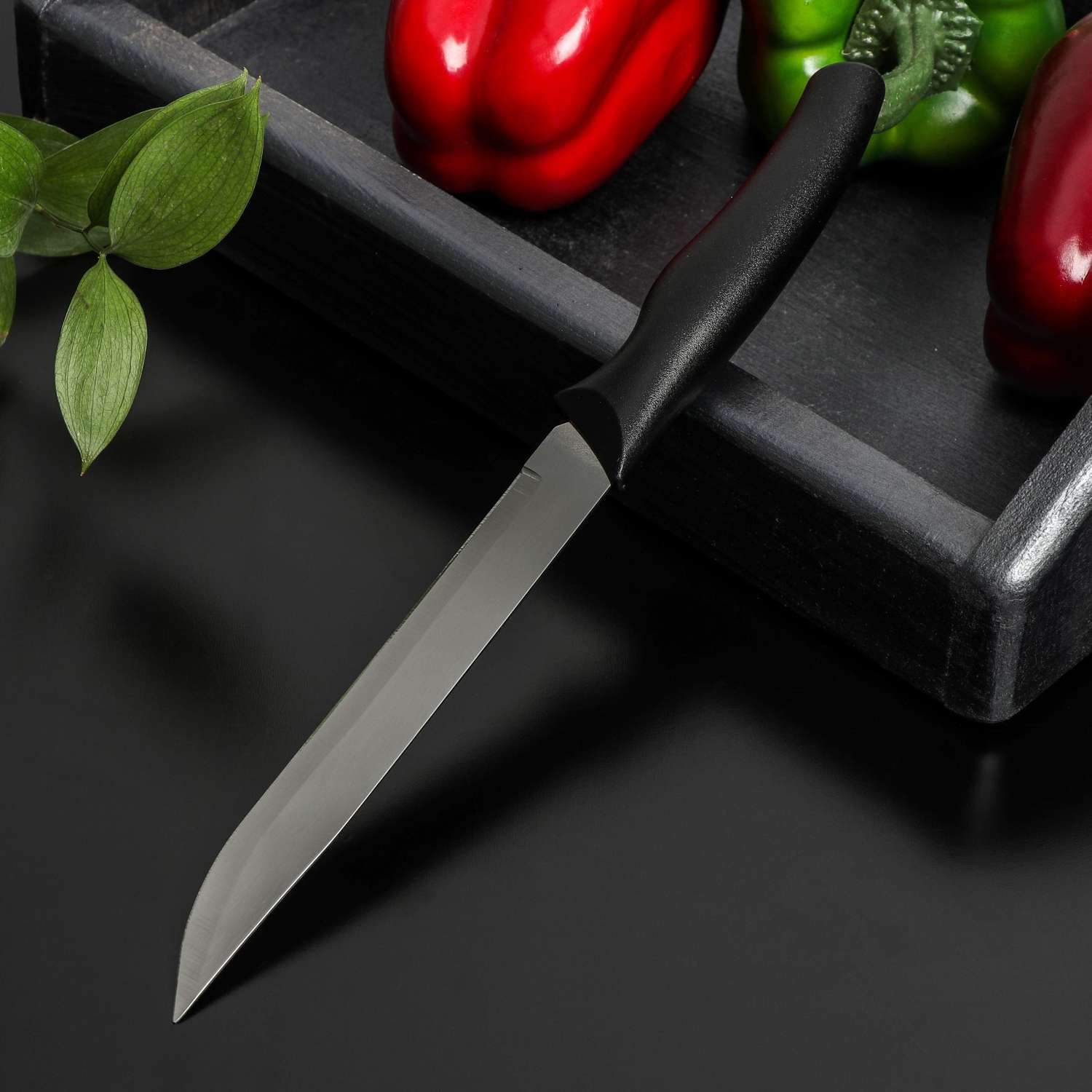 Нож Доляна Грайм универсальный лезвие 15 см цвет чёрный - фото 3