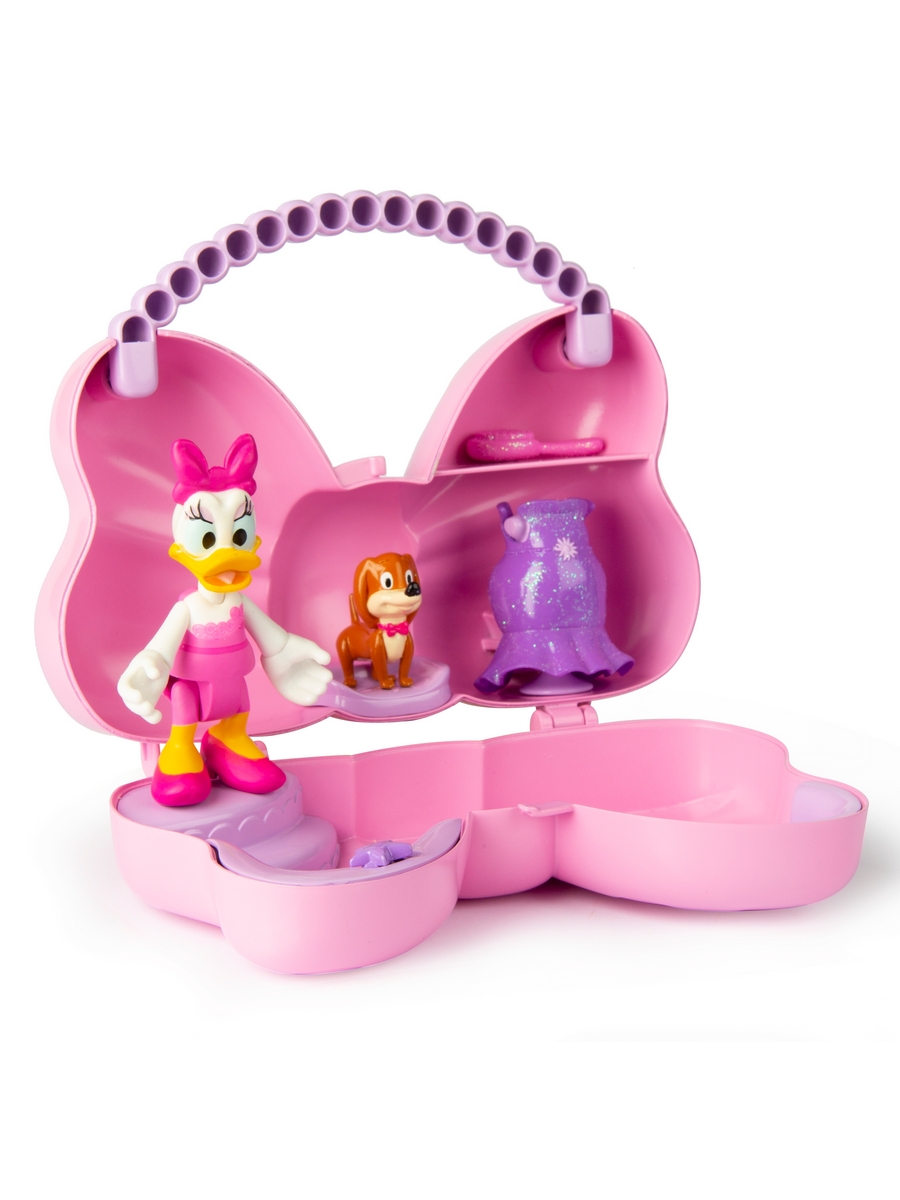 Игровой набор Disney Минни: Новый образ с питомцем (фигурка 12 см в сумочке 16х13 см светло-розовый) - фото 3