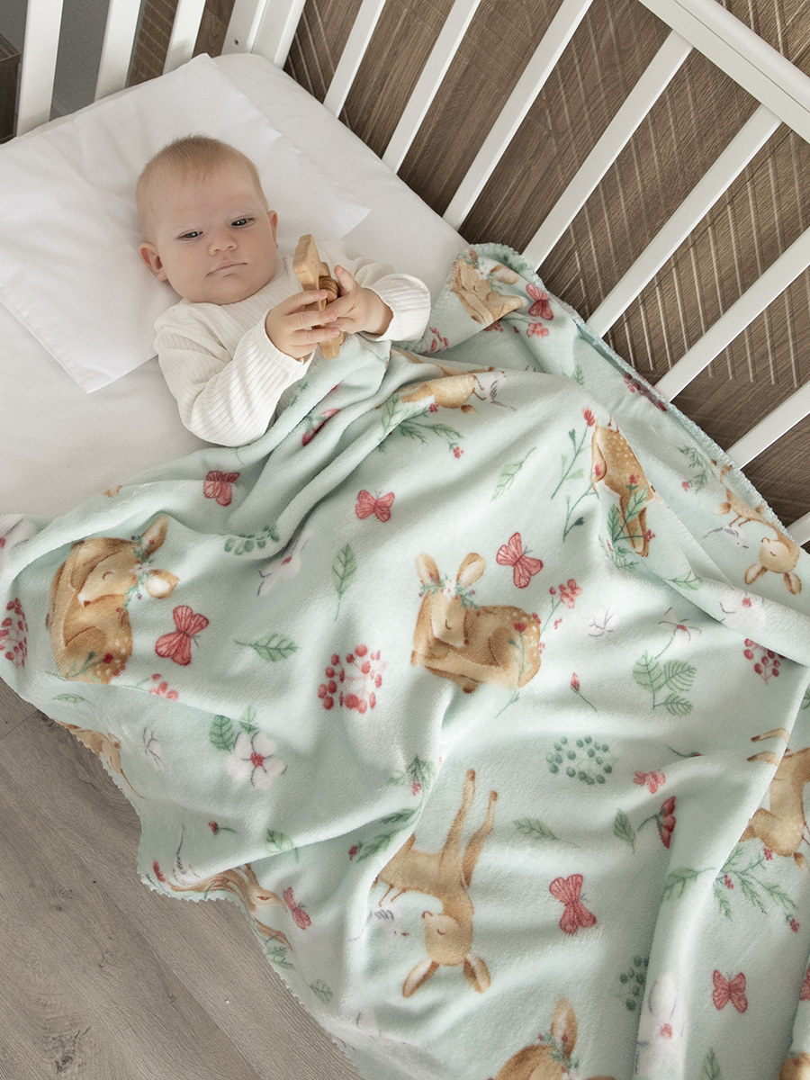 Плед Baby Nice micro flannel Оленята мятный 75х100 см - фото 2